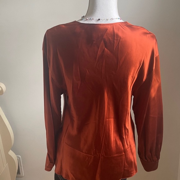 Cinq à Sept Rust Satin Tunic pure silk NWOT - Picture 5 of 11